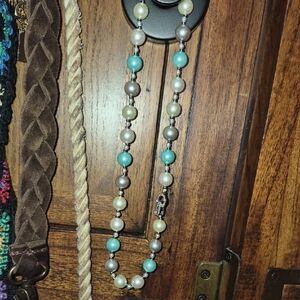Elegant Pearl and Turquoise Necklace